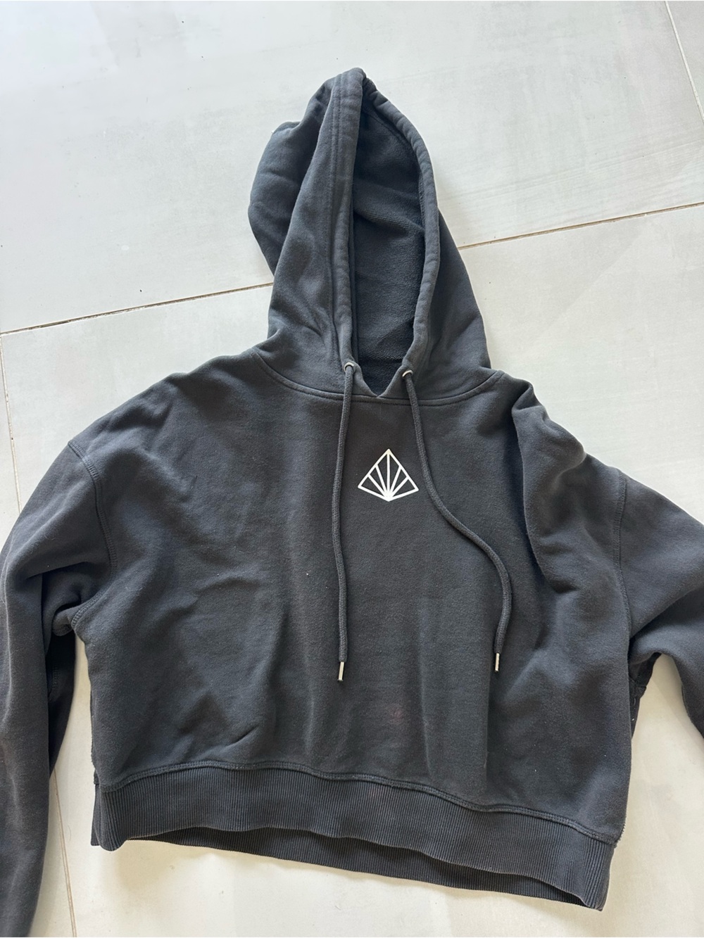 Black Pullover Hoodie with Small White Logo